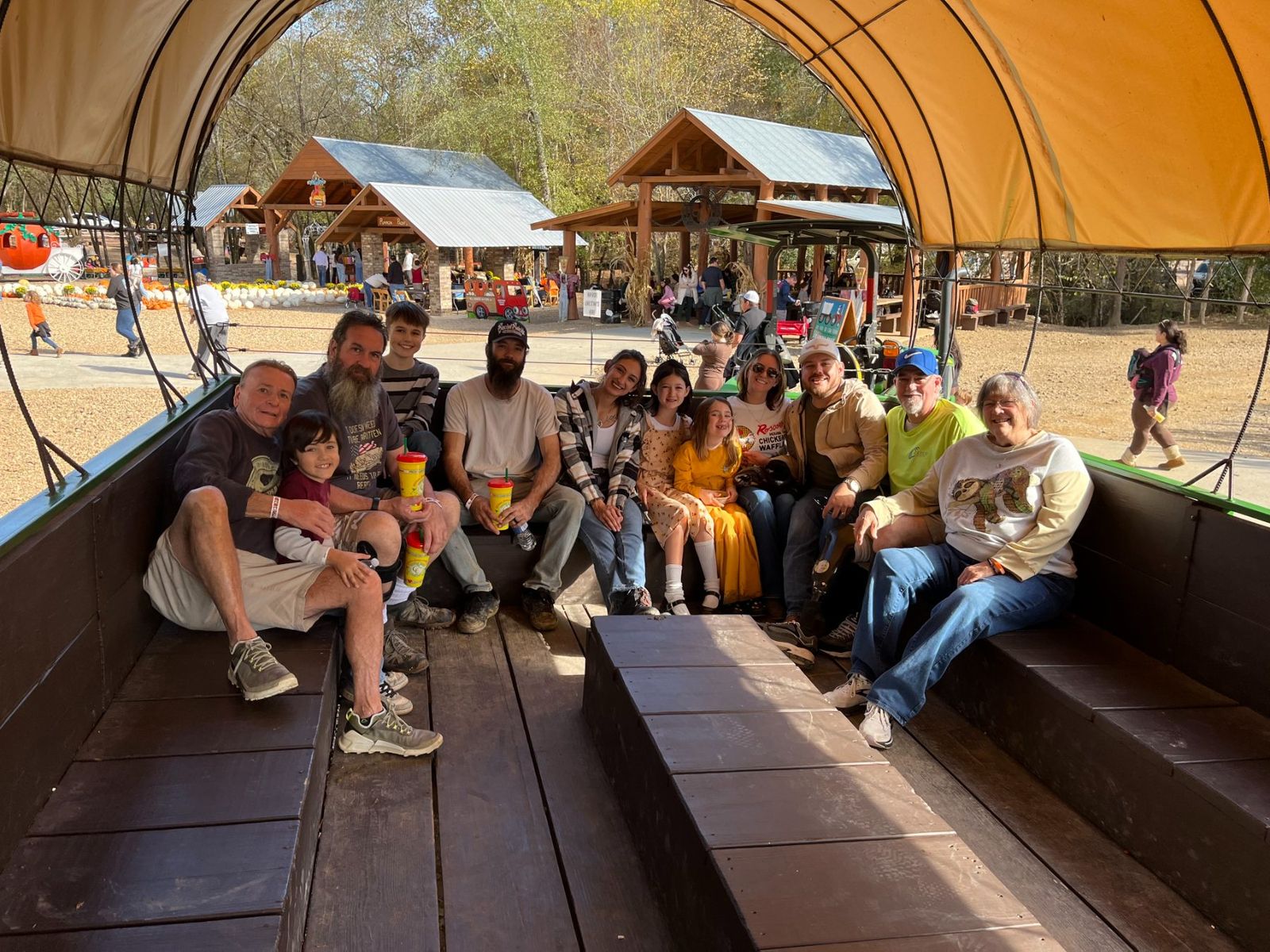 The Fidler-Wright family, three generations together on a fall hayride